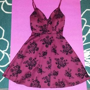 Burgundy floral print dress
